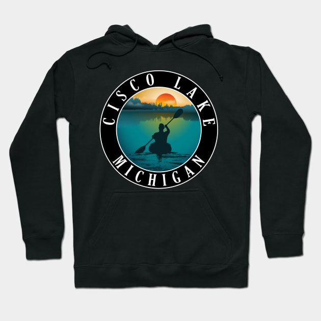 Cisco Lake Kayaking Michigan Sunset Hoodie by BirdsEyeWorks